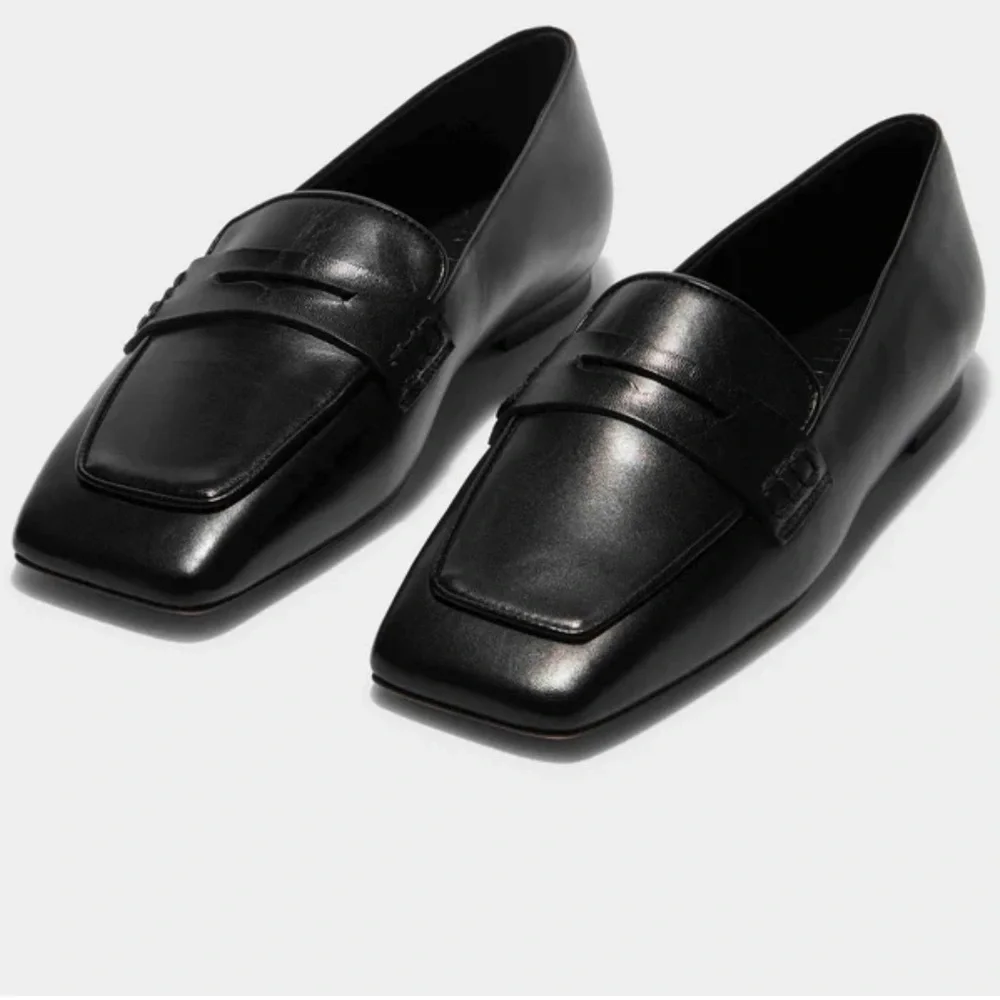 NIB Aeyde Tom Square Toe Calf Leather Black Penny Loafer - Picture 7 of 14